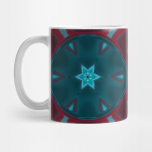 Mosaic Kaleidoscope Flower Blue and Red Mug